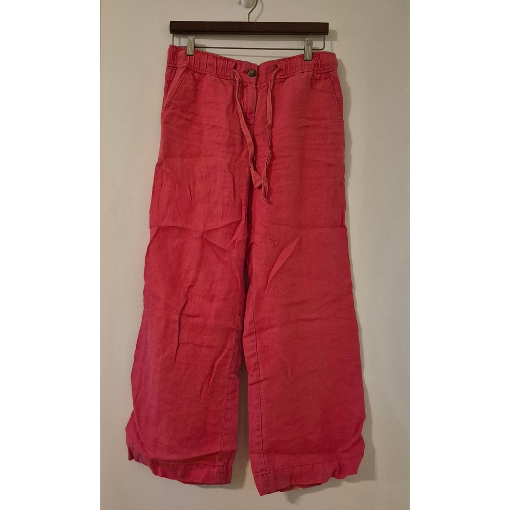Ann Taylor LOFT Women's XS Linen Wide Leg Pant Elastic Waist Coastal Grandmother